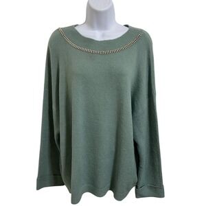 Soft Surroundings NWT Embellished Neckline Wool Blend Sweater Rhinestone PXL